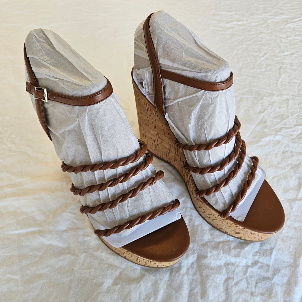 Nine West Women's Renest3 Wedge Sandal, Brown Size 10M